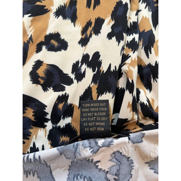 Susan Lawrence Woman Leopard Animal Print Tunic Top Sz 3X Beaded Collar Stretch - Picture 7 of 7